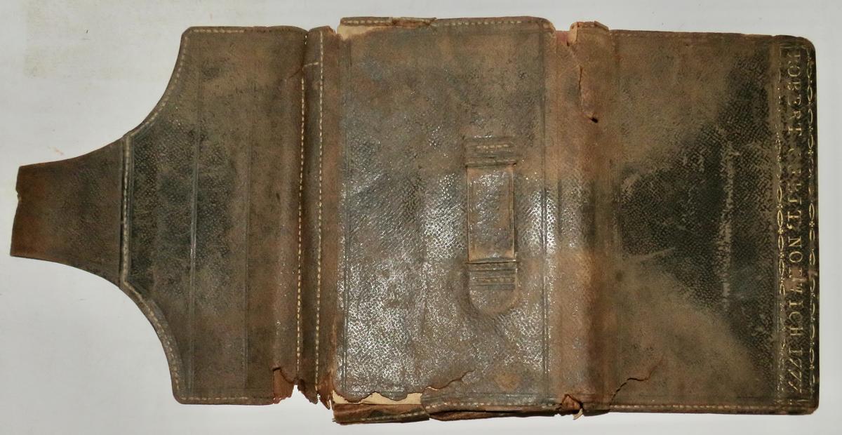 RARE MEN'S WALLET, SIGNED, DATED 1777, CITY NAME