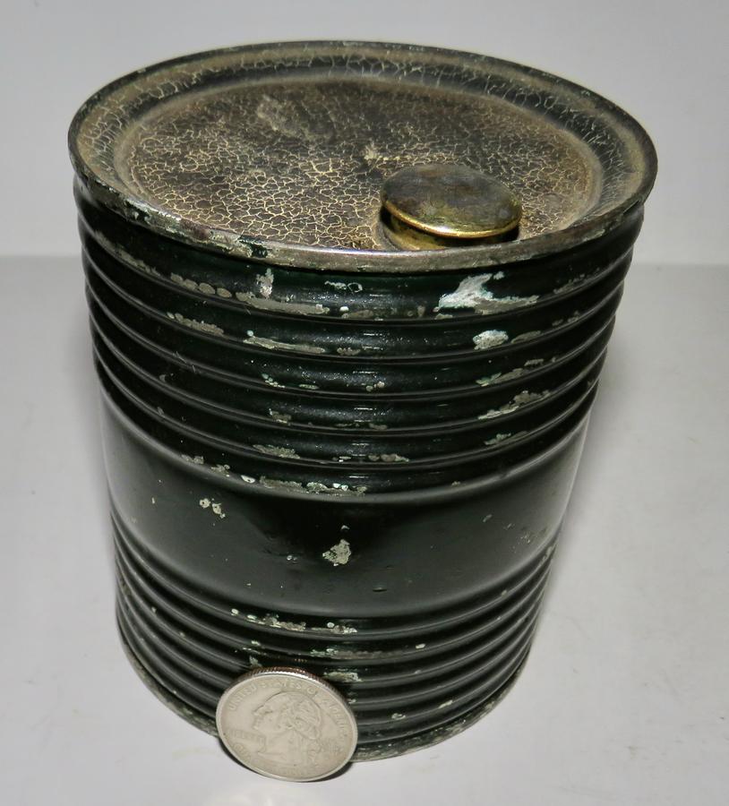 EARLY 19TH C. BLACK POWDER TIN W/ LABELS