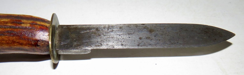 RARE 19TH C. STAG HANDLED CLAM SHUCKER KNIFE