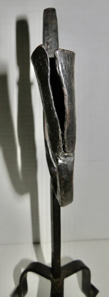 EARLY 18TH C FORGED IRON RUSH LIGHT & CANDLEHOLDER