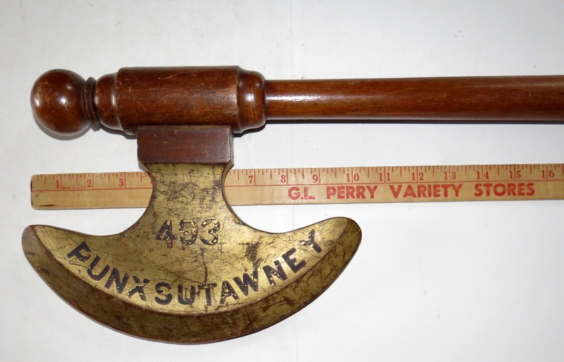 PUNXSUTAWNEY (PA) FOLKY AXE, MASONIC?, ORIG. PAINT
