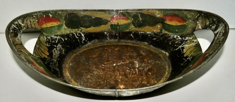 TIN TOLE PAINTED APPLE TRAY, 19TH C.