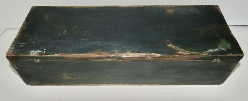 18TH C. STORAGE BOX, ORIGINAL PAINT, SNIPE HINGES