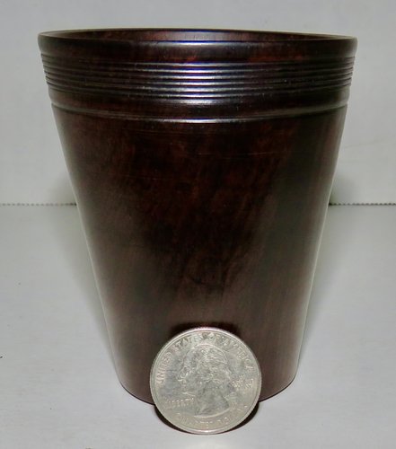 18TH CENTURY WALNUT TAVERN DRINKING CUP, 3 1/4"