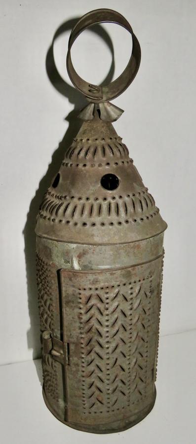 EARLY PUNCHED TIN BARN LANTERN