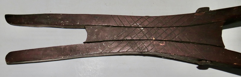 18TH/19TH C. WOODEN BOOT JACK W/ RED PAINT