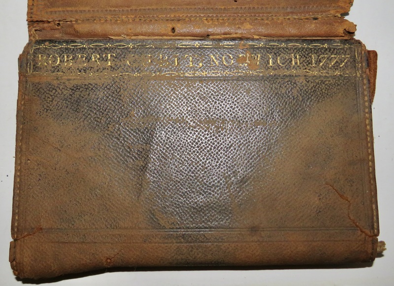 RARE MEN'S WALLET, SIGNED, DATED 1777, CITY NAME