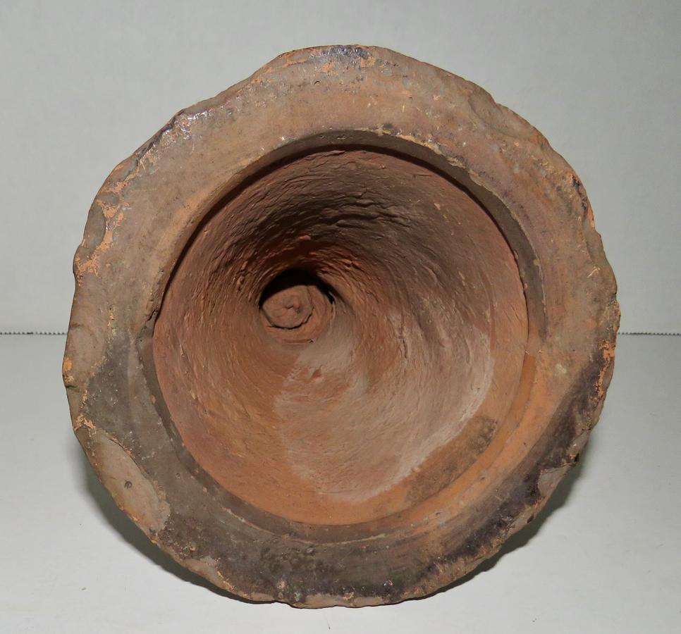 VERY RARE 18TH CENTURY REDWARE LAMP TIDY
