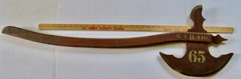 FOLK ART WOODEN AXE, MASONIC, ORIGINAL PAINT, 19TH