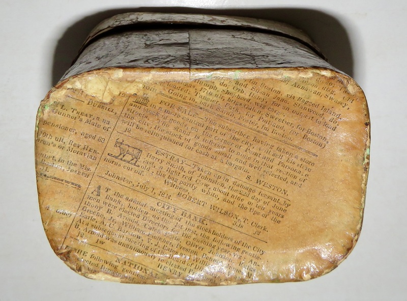 MINIATURE WALLPAPER BOX, DATED 1814, 4X3X2 3/4