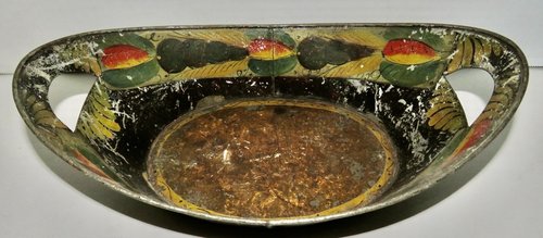 TIN TOLE PAINTED APPLE TRAY, 19TH C.