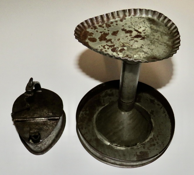 IPSWICH, MA BETTY LAMP AND STAND, 19th C.