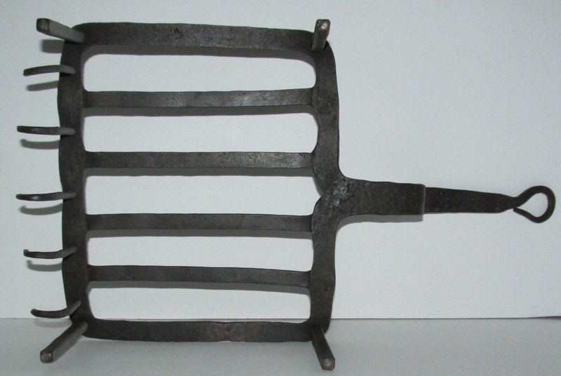 FORGED IRON BROILER W/ HOOKS FOR MEAT OR FISH