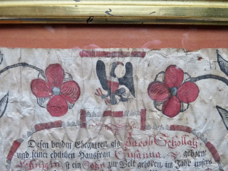 LANCASTER CO. PA FRAKTUR W/ EAGLE AND DATED 1835