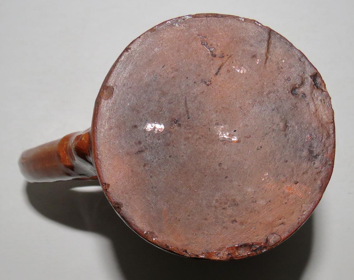 19TH CENTURY PA REDWARE TAVERN MUG 4 1/4"