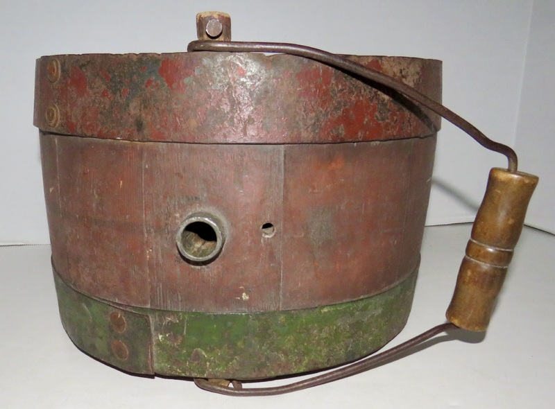 RARE REV. WAR ERA WAGON CAMP CANTEEN, RED, 11 3/4"