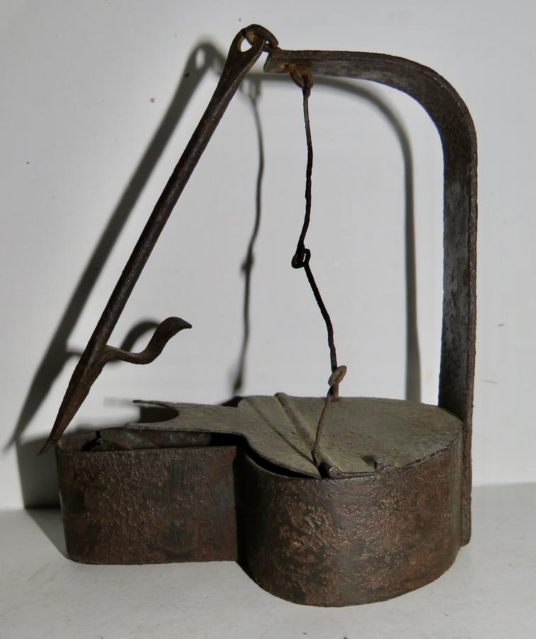 FORGED BETTY LAMP W/ HANGER HOOK AND WICK PICK