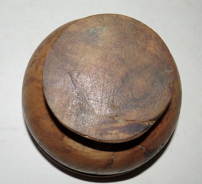RARE MINIATURE ASH BURL BOWL, 4" X 2"