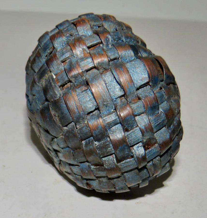 RARE VA MINIATURE BUTTOCKS BASKET, BLUE PAINT