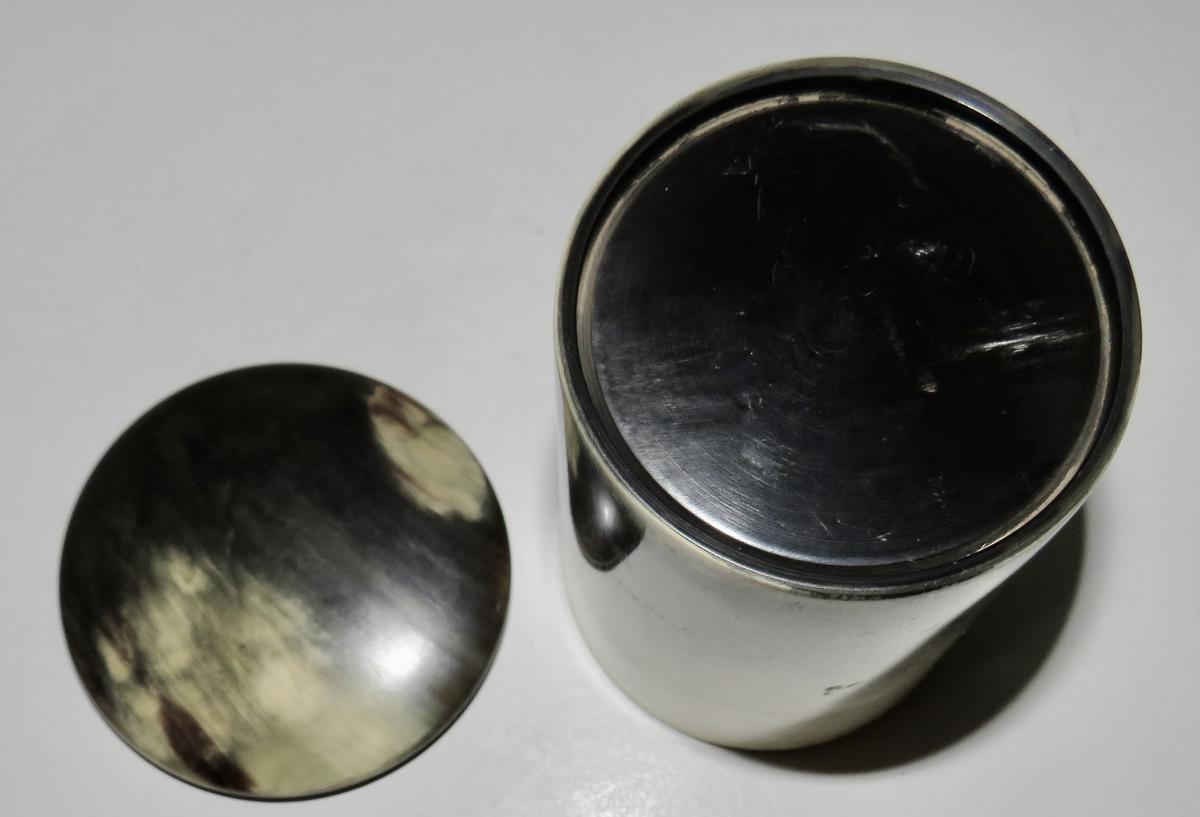 RARE 18TH CENTURY HORN LIDDED SPICE JAR
