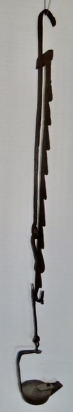 AMERICAN FORGED IRON LIGHTING TRAMMEL, EARLY 18TH