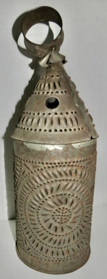 EARLY PUNCHED TIN BARN LANTERN