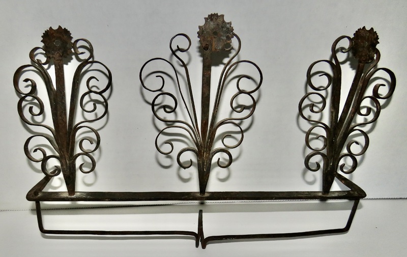 18TH C FORGED IRON LIGHTING/UTENSIL RACK