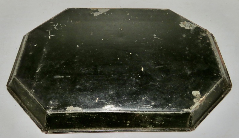 TIN TOLE PAINTED COFFIN TRAY, C. 1840