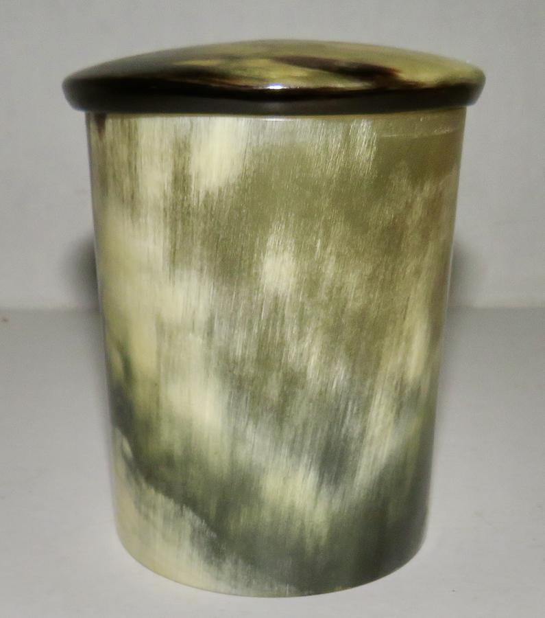 RARE 18TH CENTURY HORN LIDDED SPICE JAR