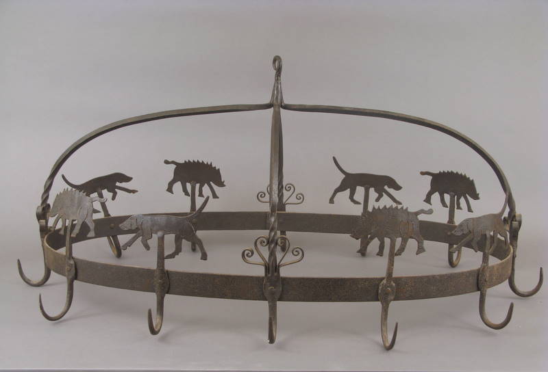 Large Hanging Iron Pot Holder w/Animals
