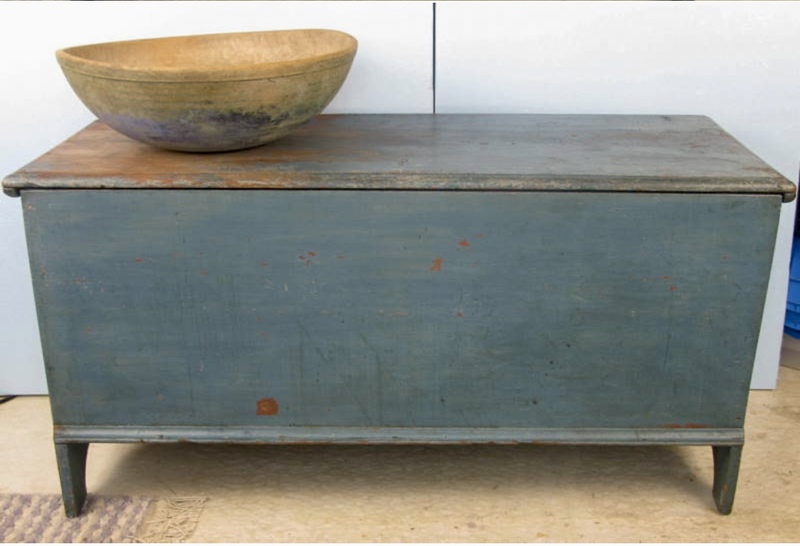 18thc. NY Original Blue Blanket Chest