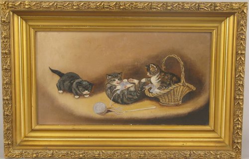 19thc. Painting with Tabby Kittens