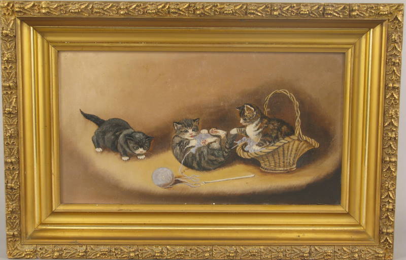 19thc. Painting with Tabby Kittens