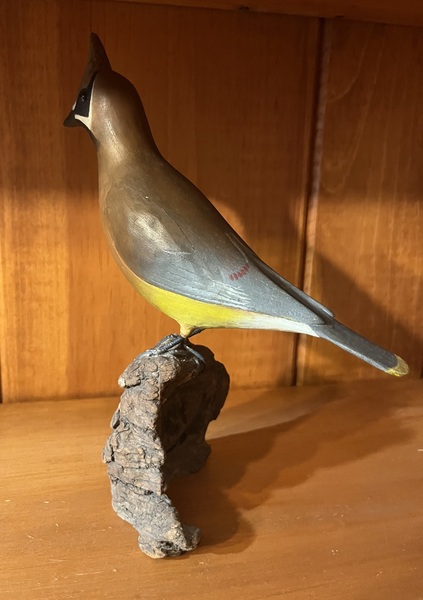 Waxwing Bird Carving