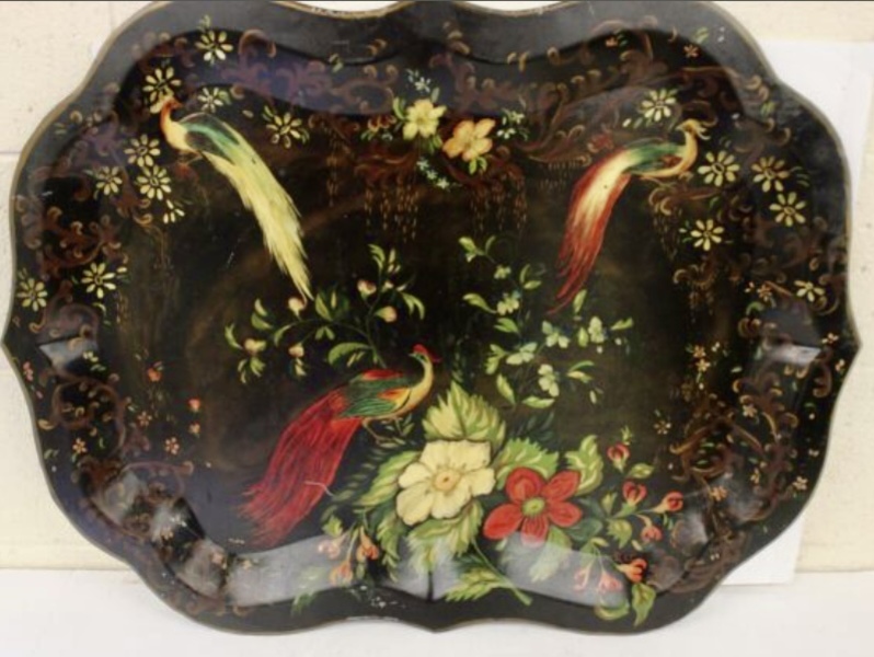 Tole Tray with Peacocks