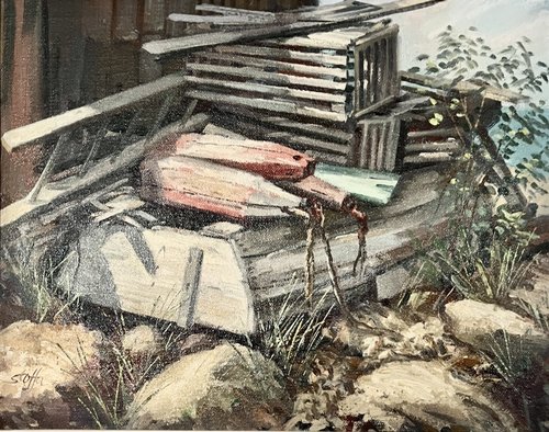 Lobster Traps Painting by Stoffa