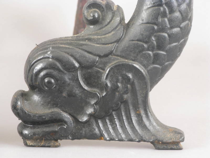Pr. 19thc. Signed Cast Iron Andirons