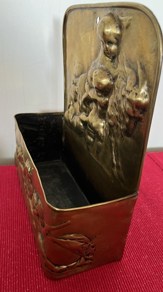 Brass Repousse Wall Box w/Cherubs