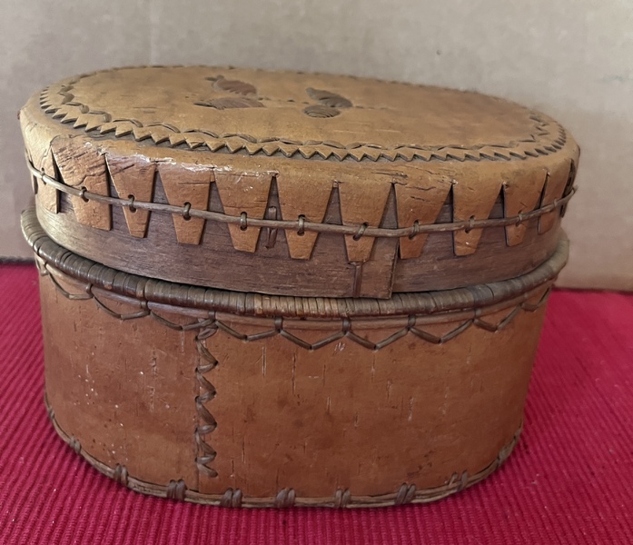 19thc. Indian Birch Bark Quill Box