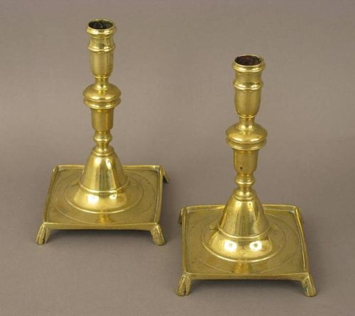Pr. 18thc. Spanish Brass Candlesticks