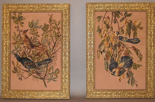 Pair Framed Needlepoint