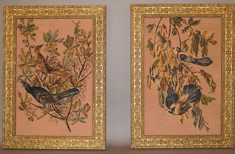 Pair Framed Needlepoint