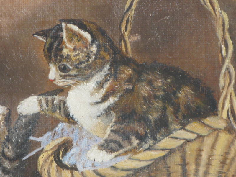 19thc. Painting with Tabby Kittens