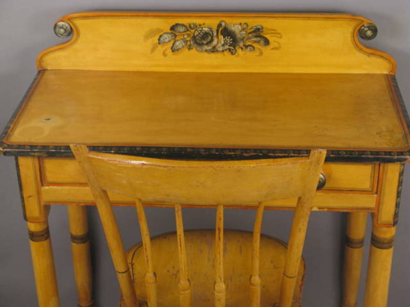 19thc. Maine Painted Dressing Table and Chair