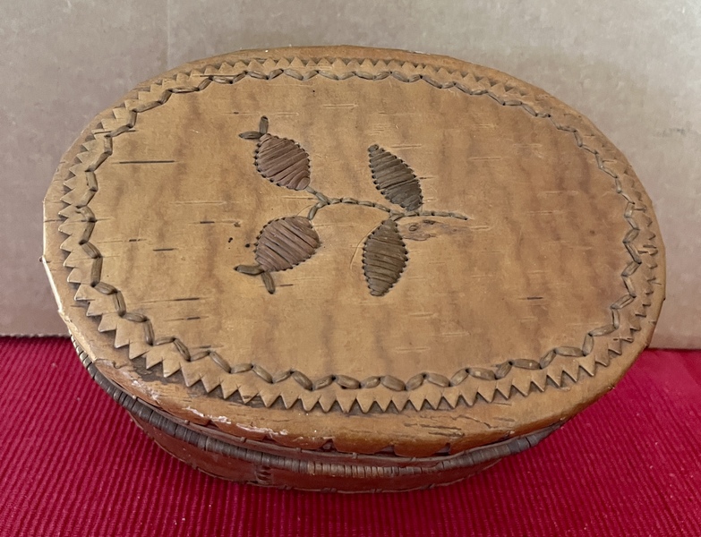 19thc. Indian Birch Bark Quill Box