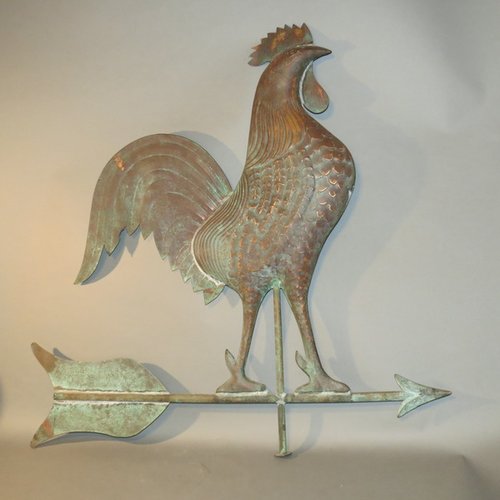 Rooster Copper Weathervane on Arrow