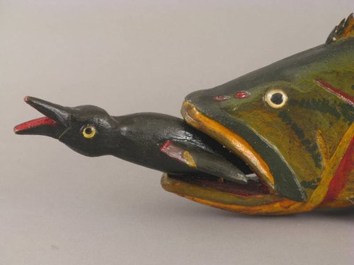 Fish Decoy with Crow