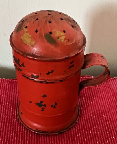 Red Decorated Tole Shaker