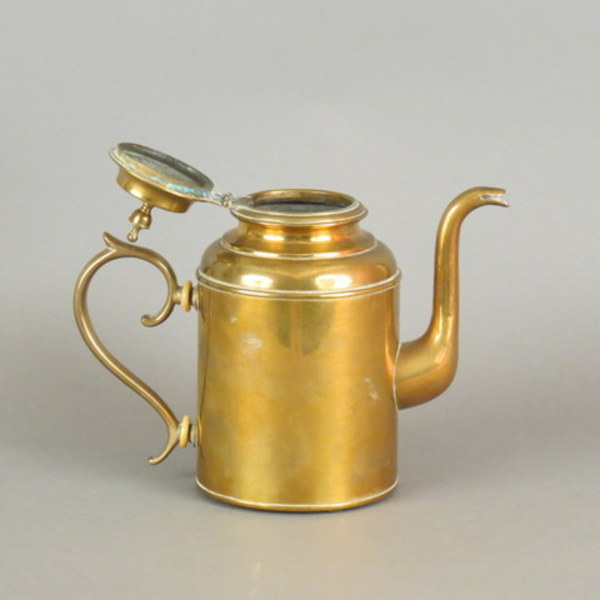 Early 19thc. Signed Brass Tea or Chocolate pot
