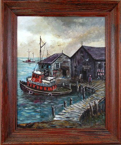 Dock Scene with Tugboat